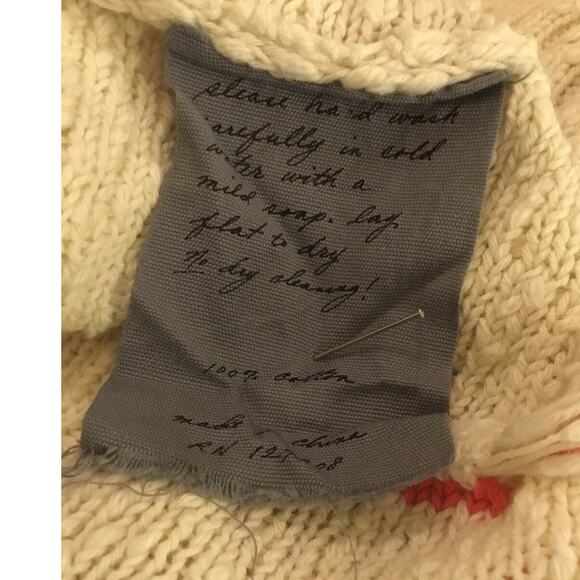 Raquel Allegra Distressed White Boucle striped Cotton Sweater W/Fringe XS - Picture 3 of 7